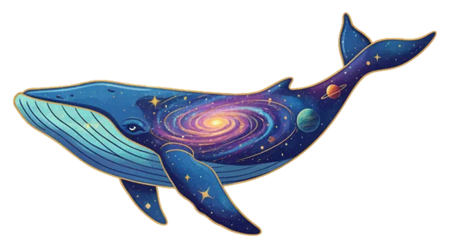a whale swimming through a galaxy