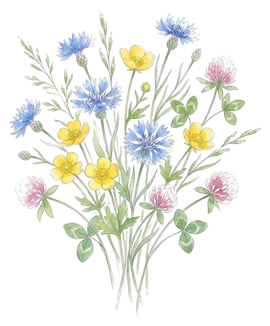 for grandma: a bouquet of watercolor wildflowers