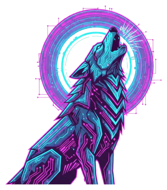 a wolf howling at the moon, neon cyberpunk